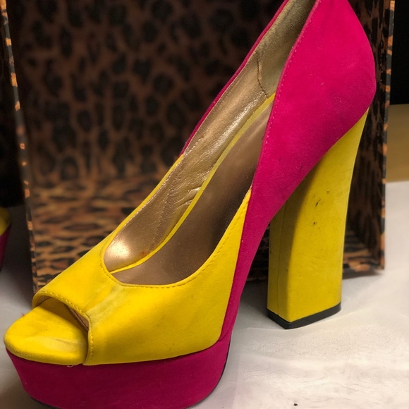 Pink & Yellow Platform Pump - Picture 3 of 5